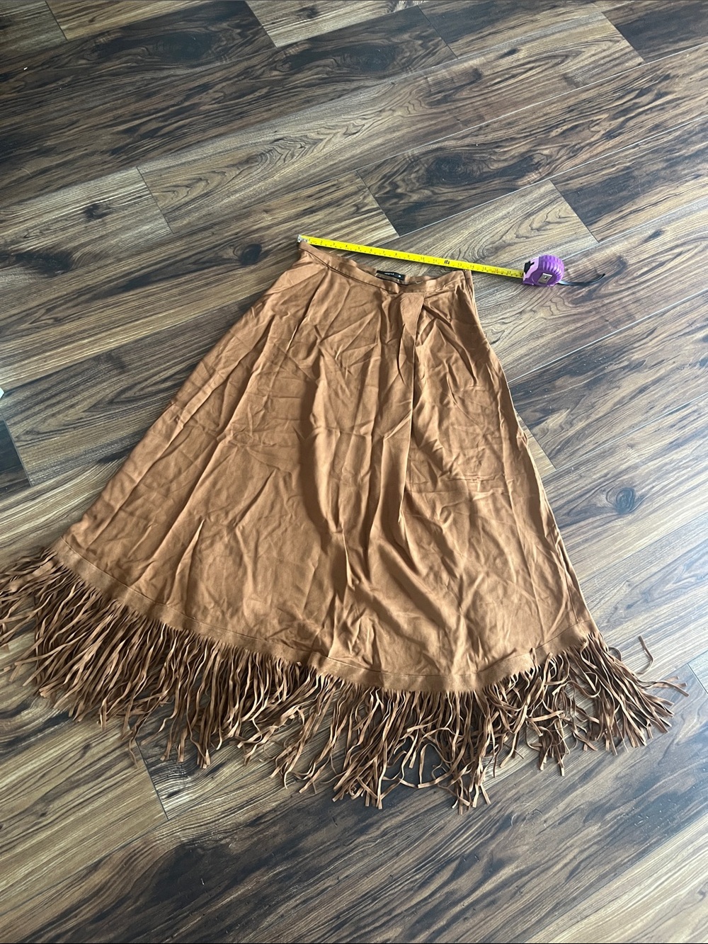 Fringed Brown Women’s Midi Skirt